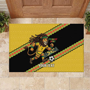 Jamaica 2026 Football Custom Rubber Doormat Go Reggae Boyz Rasta Lion Sporty
