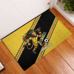 Jamaica 2026 Football Custom Rubber Doormat Go Reggae Boyz Rasta Lion Sporty