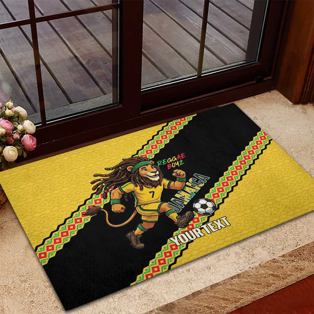 Jamaica 2026 Football Custom Rubber Doormat Go Reggae Boyz Rasta Lion Sporty