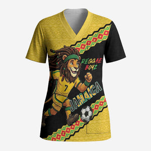 Jamaica 2026 Football Custom Scrub Top Go Reggae Boyz Rasta Lion Sporty