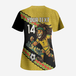 Jamaica 2026 Football Custom Scrub Top Go Reggae Boyz Rasta Lion Sporty