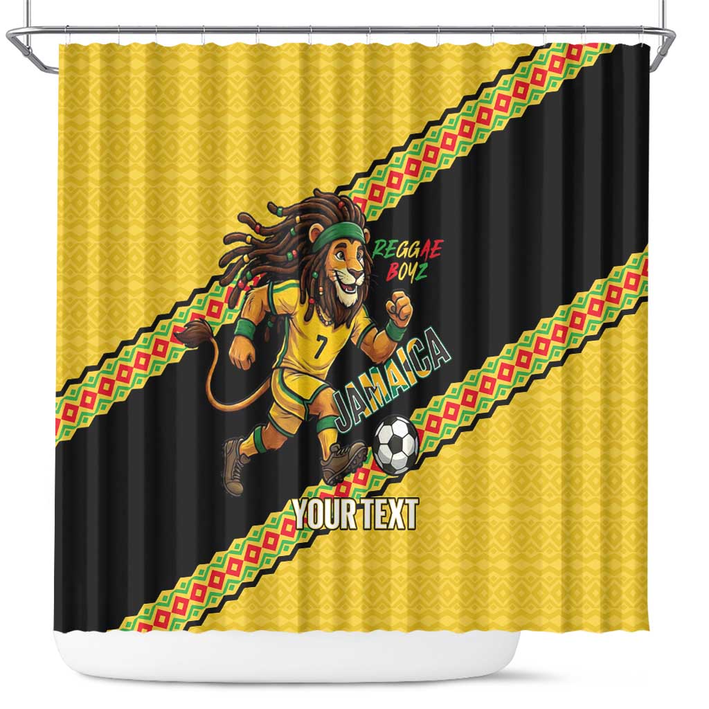 Jamaica 2026 Football Custom Shower Curtain Go Reggae Boyz Rasta Lion Sporty