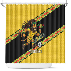 Jamaica 2026 Football Custom Shower Curtain Go Reggae Boyz Rasta Lion Sporty