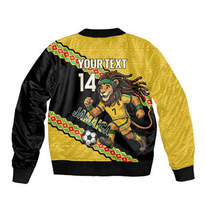 Jamaica 2026 Football Custom Sleeve Zip Bomber Jacket Go Reggae Boyz Rasta Lion Sporty