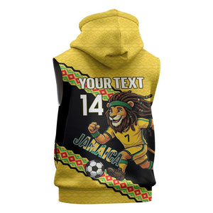 Jamaica 2026 Football Custom Sleeveless Hoodie Go Reggae Boyz Rasta Lion Sporty