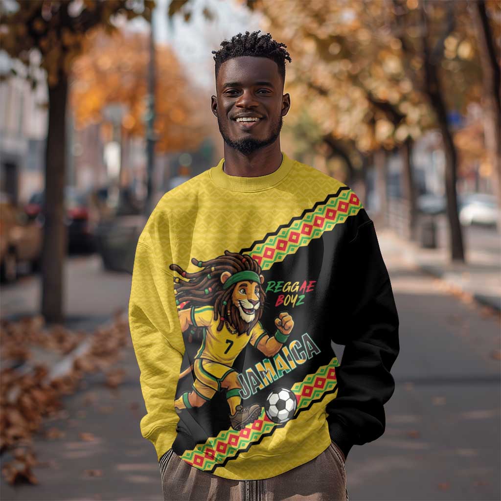 Jamaica 2026 Football Custom Sweatshirt Go Reggae Boyz Rasta Lion Sporty