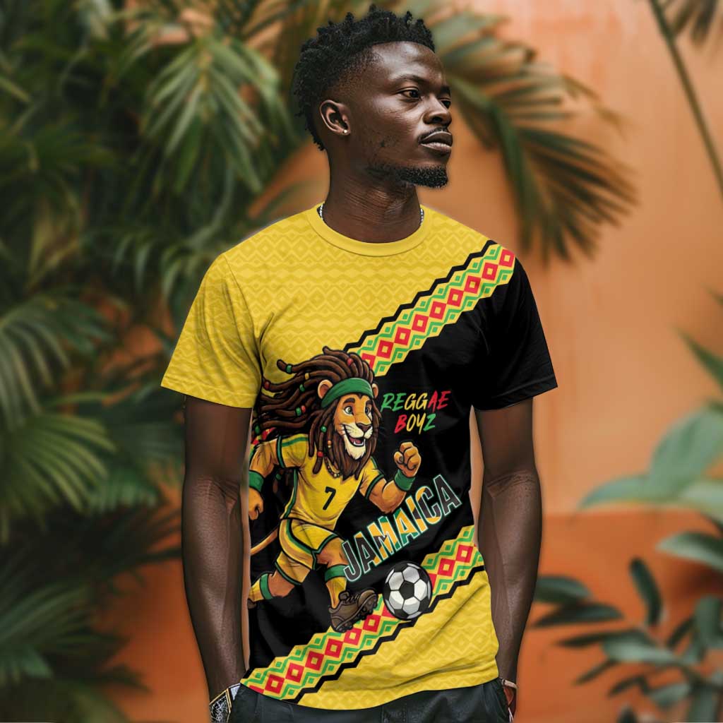 Jamaica 2026 Football Custom T shirt Go Reggae Boyz Rasta Lion Sporty