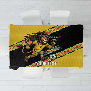 Jamaica 2026 Football Custom Tablecloth Go Reggae Boyz Rasta Lion Sporty