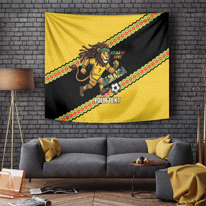 Jamaica 2026 Football Custom Tapestry Go Reggae Boyz Rasta Lion Sporty