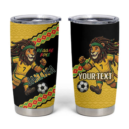 Jamaica 2026 Football Custom Tumbler Cup Go Reggae Boyz Rasta Lion Sporty
