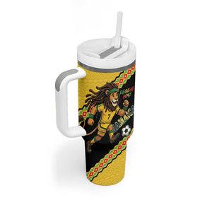 Jamaica 2026 Football Custom Tumbler With Handle Go Reggae Boyz Rasta Lion Sporty