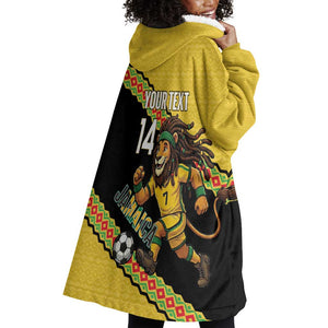 Jamaica 2026 Football Custom Wearable Blanket Hoodie Go Reggae Boyz Rasta Lion Sporty