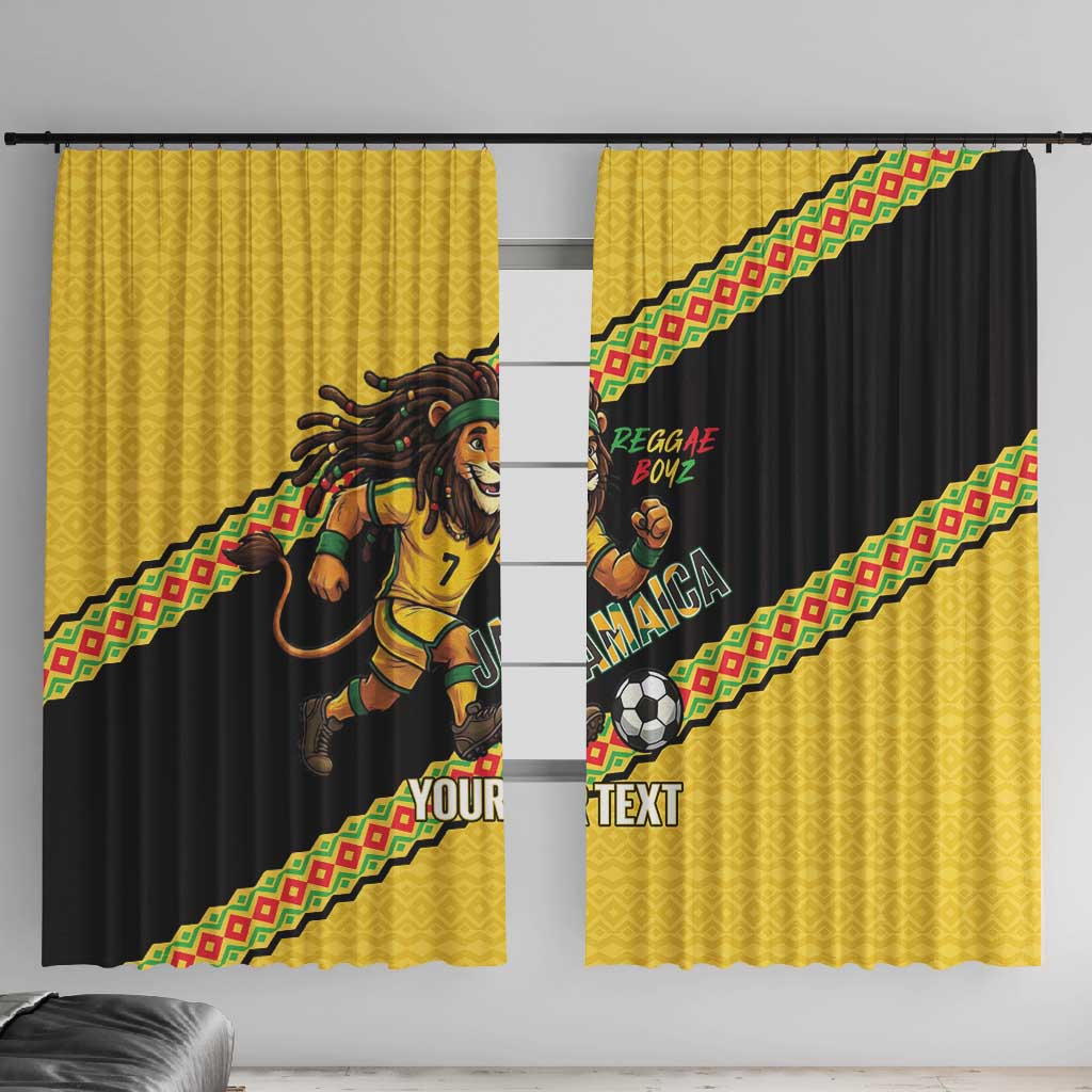 Jamaica 2026 Football Custom Window Curtain Go Reggae Boyz Rasta Lion Sporty