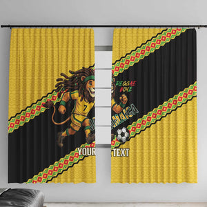 Jamaica 2026 Football Custom Window Curtain Go Reggae Boyz Rasta Lion Sporty