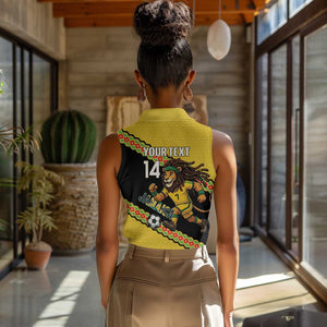 Jamaica 2026 Football Custom Women Sleeveless Polo Shirt Go Reggae Boyz Rasta Lion Sporty