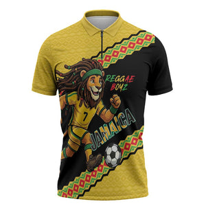 Jamaica 2026 Football Custom Zipper Polo Shirt Go Reggae Boyz Rasta Lion Sporty