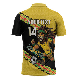 Jamaica 2026 Football Custom Zipper Polo Shirt Go Reggae Boyz Rasta Lion Sporty