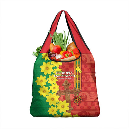 Enkutatash Ethiopia Grocery Bag Melkam Addis Amet Adey Abeba Flower