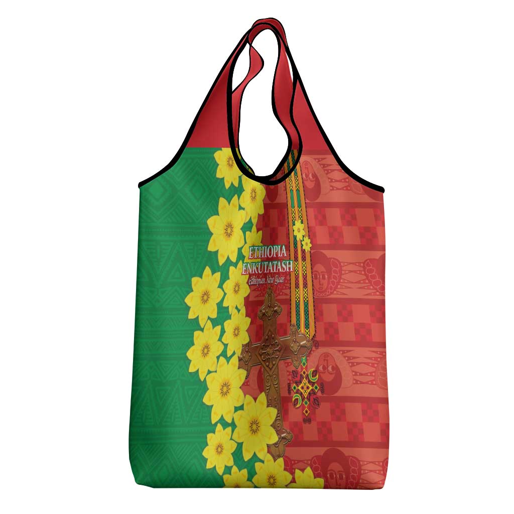 Enkutatash Ethiopia Grocery Bag Melkam Addis Amet Adey Abeba Flower