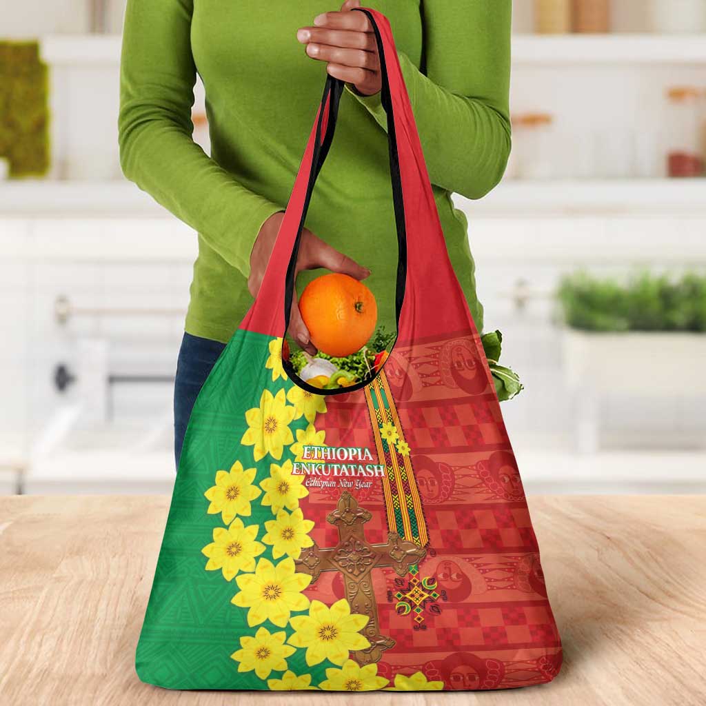 Enkutatash Ethiopia Grocery Bag Melkam Addis Amet Adey Abeba Flower