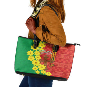 Enkutatash Ethiopia Leather Tote Bag Melkam Addis Amet Adey Abeba Flower