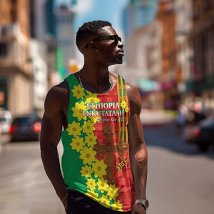 Enkutatash Ethiopia Men Tank Top Melkam Addis Amet Adey Abeba Flower