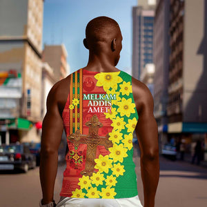 Enkutatash Ethiopia Men Tank Top Melkam Addis Amet Adey Abeba Flower