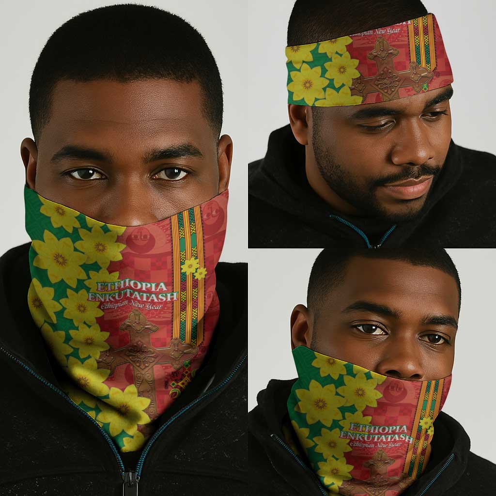 Enkutatash Ethiopia Neck Gaiter Melkam Addis Amet Adey Abeba Flower LT14