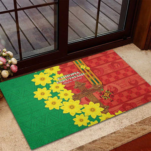 Enkutatash Ethiopia Rubber Doormat Melkam Addis Amet Adey Abeba Flower