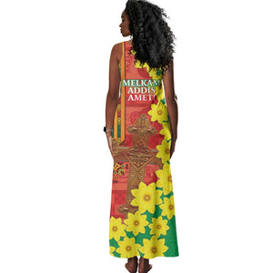 Enkutatash Ethiopia Tank Maxi Dress Melkam Addis Amet Adey Abeba Flower