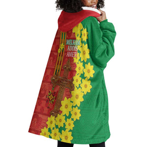 Enkutatash Ethiopia Wearable Blanket Hoodie Melkam Addis Amet Adey Abeba Flower