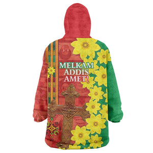 Enkutatash Ethiopia Wearable Blanket Hoodie Melkam Addis Amet Adey Abeba Flower