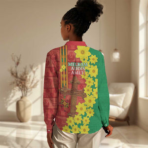 Enkutatash Ethiopia Women Casual Shirt Melkam Addis Amet Adey Abeba Flower