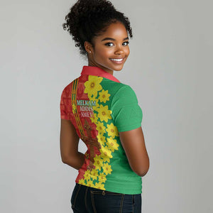 Enkutatash Ethiopia Women Polo Shirt Melkam Addis Amet Adey Abeba Flower