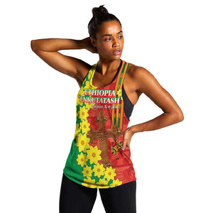 Enkutatash Ethiopia Women Racerback Tank Melkam Addis Amet Adey Abeba Flower