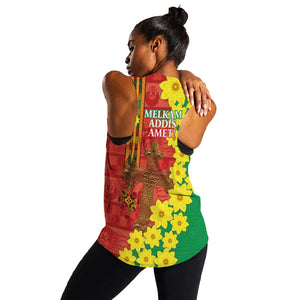 Enkutatash Ethiopia Women Racerback Tank Melkam Addis Amet Adey Abeba Flower