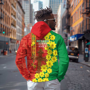 Enkutatash Ethiopia Zip Hoodie Melkam Addis Amet Adey Abeba Flower