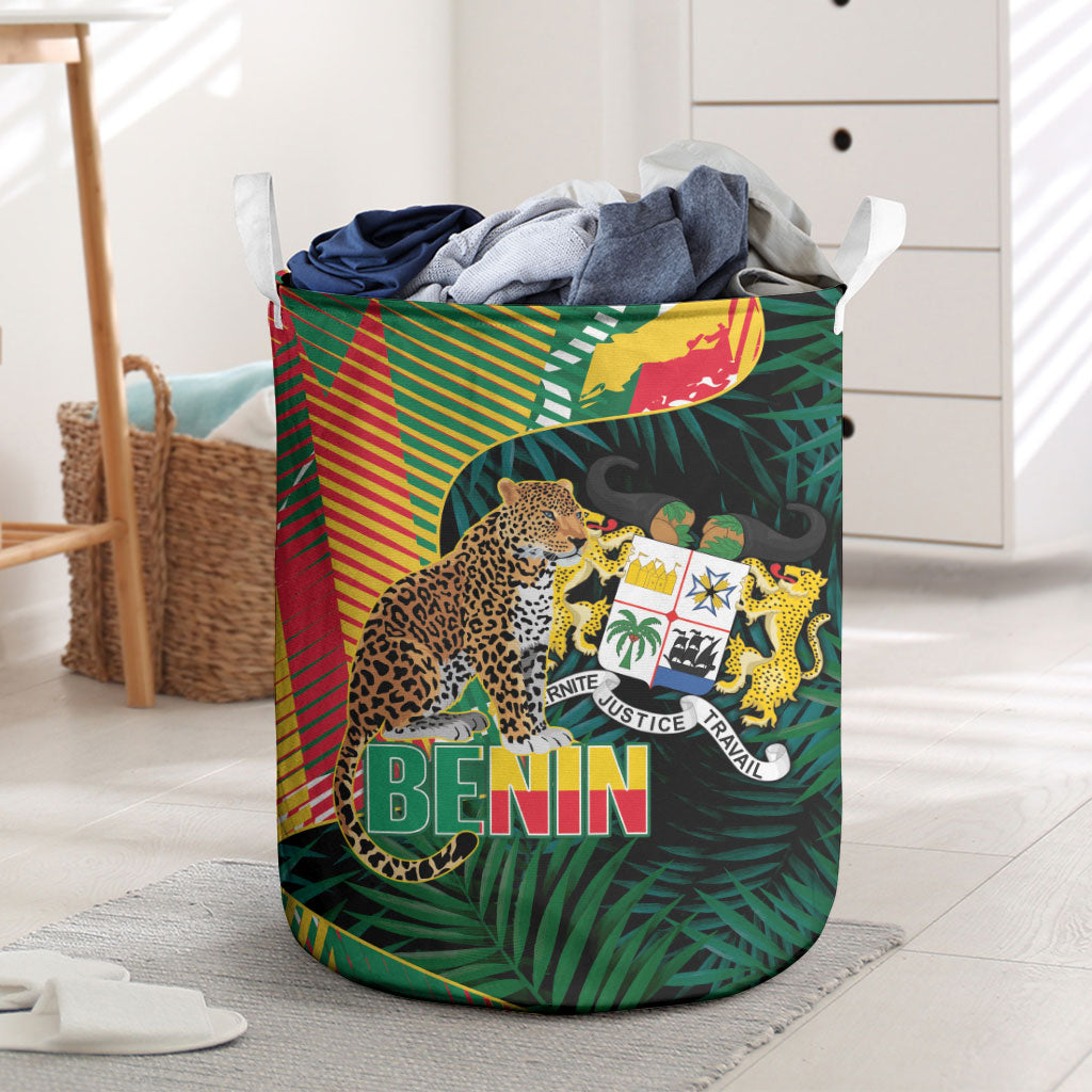 Benin Independence Day Laundry Basket Coat Of Arms Leopard Oil Palm Leaves