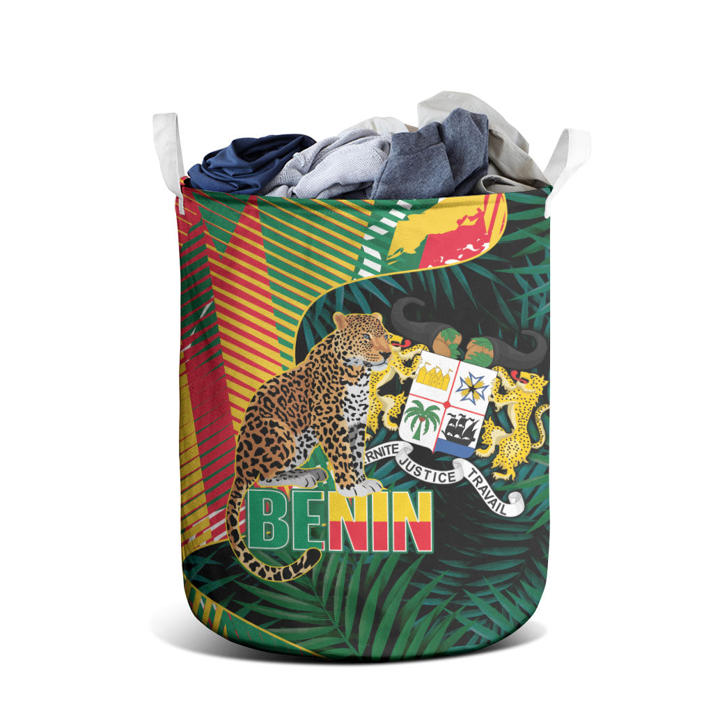 Benin Independence Day Laundry Basket Coat Of Arms Leopard Oil Palm Leaves