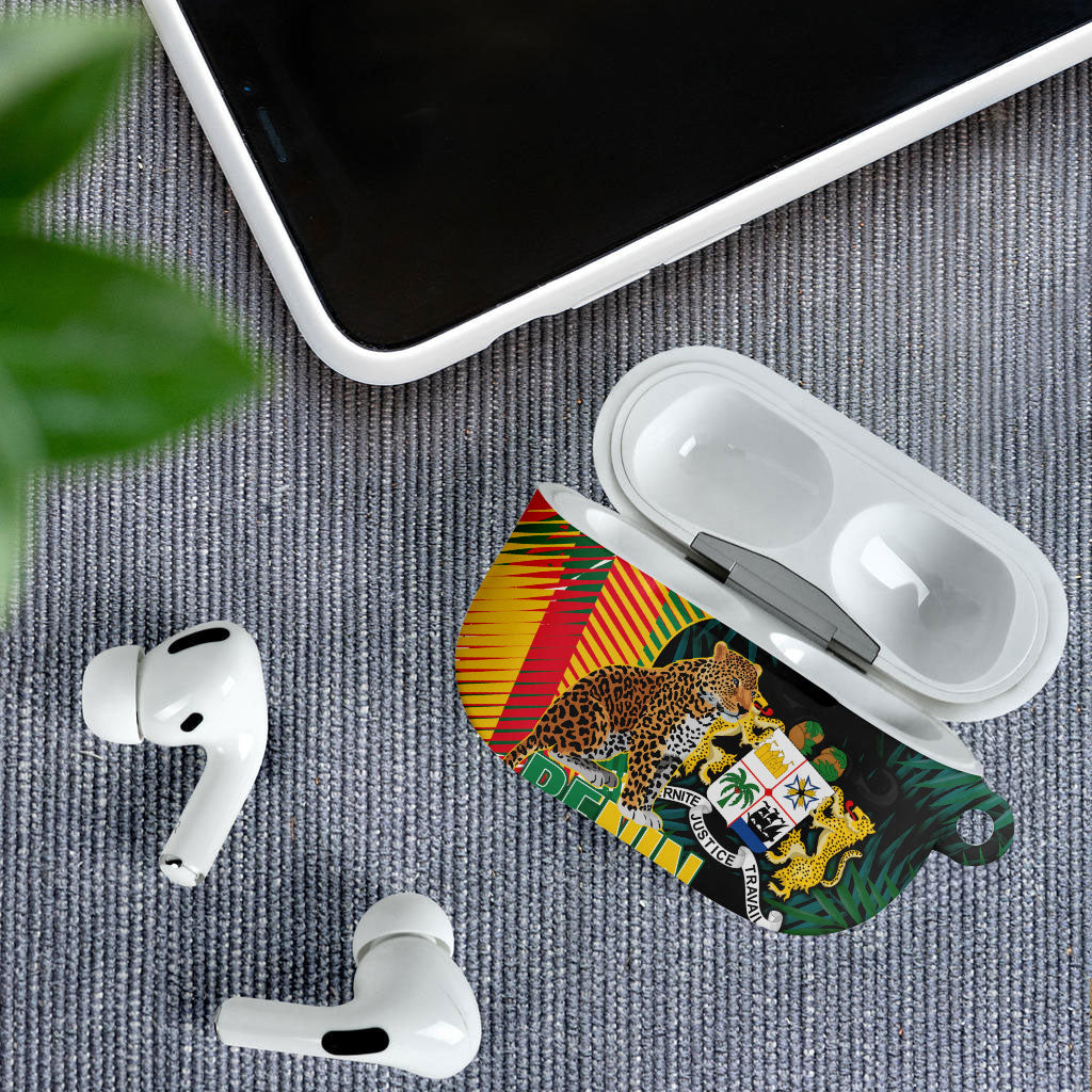 Benin Independence Day AirPods Case Coat Of Arms Leopard Oil Palm Leaves