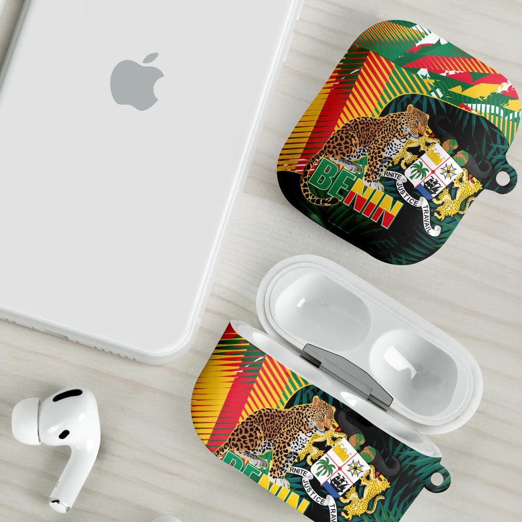 Benin Independence Day AirPods Case Coat Of Arms Leopard Oil Palm Leaves