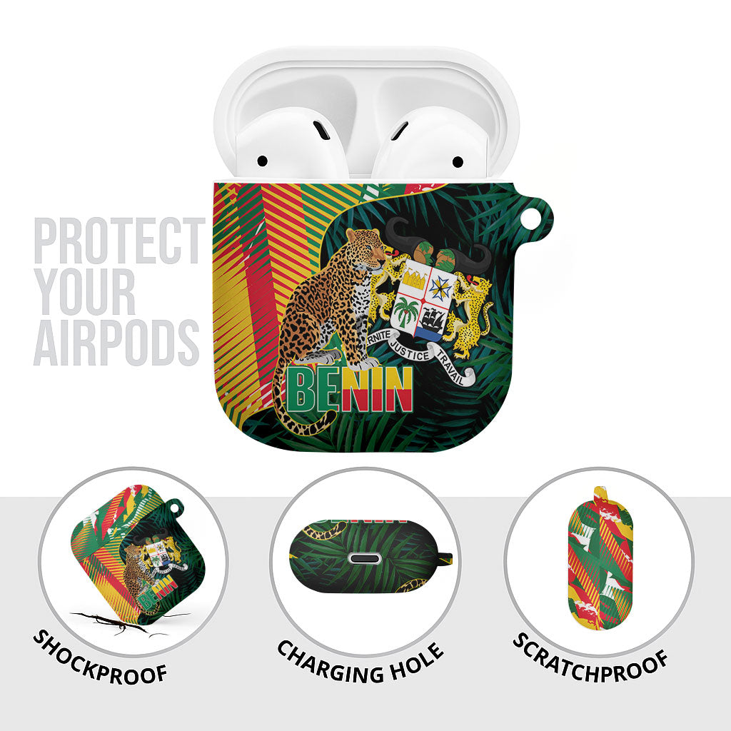 Benin Independence Day AirPods Case Coat Of Arms Leopard Oil Palm Leaves