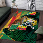 Benin Independence Day Area Rug Coat Of Arms Leopard Oil Palm Leaves