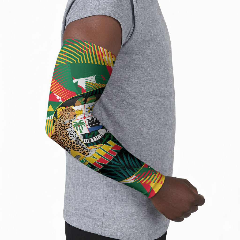 Personalized Benin Independence Day Arm Sleeves Coat Of Arms Leopard Oil Palm Leaves