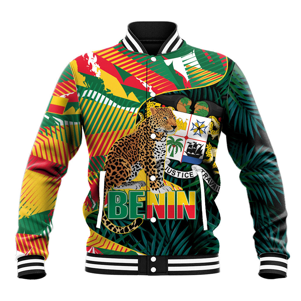 Personalized Benin Independence Day Baseball Jacket Coat Of Arms Leopard Oil Palm Leaves