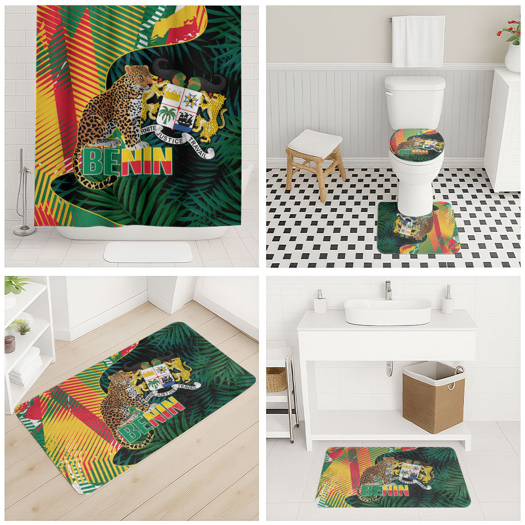 Benin Independence Day Bathroom Set Coat Of Arms Leopard Oil Palm Leaves
