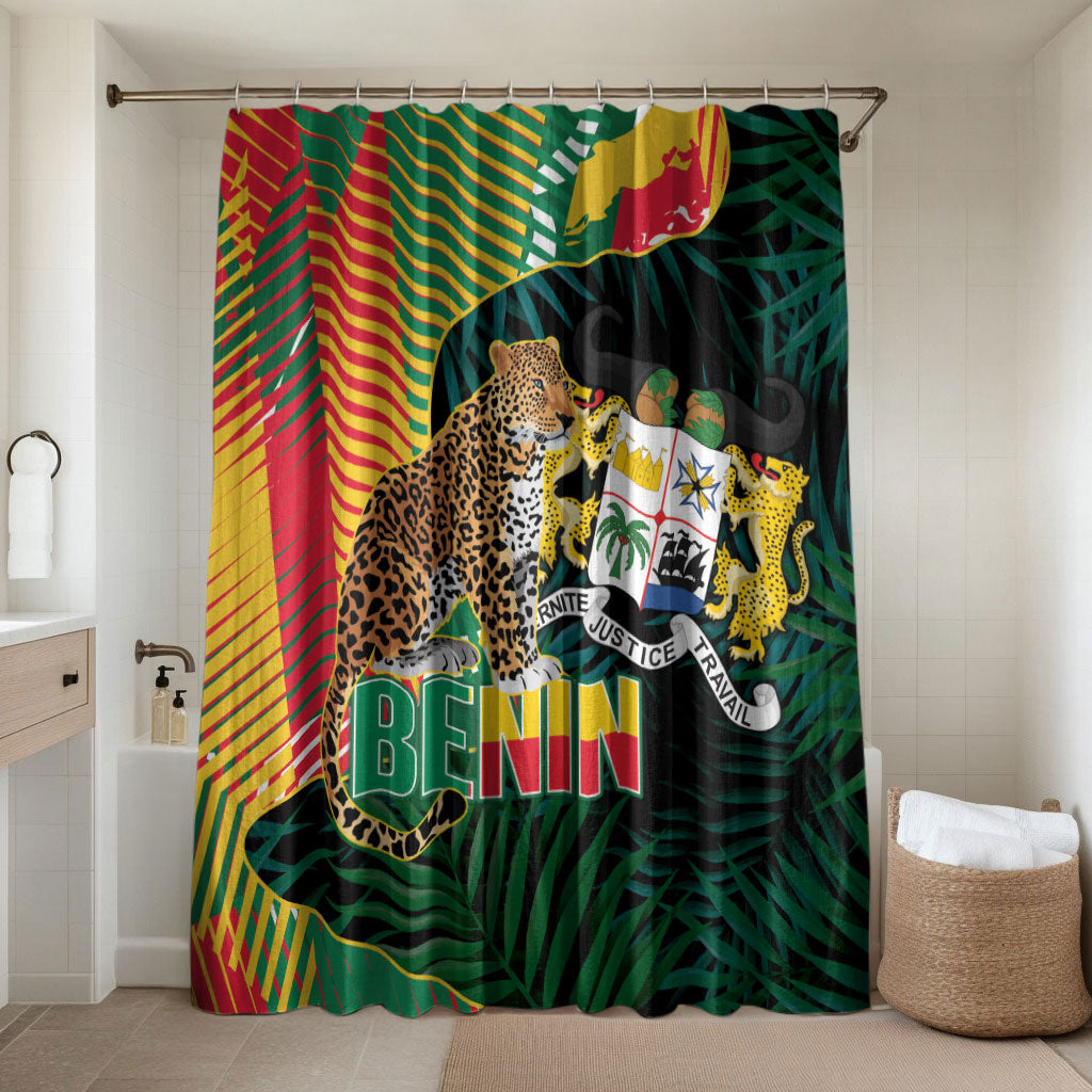 Benin Independence Day Bathroom Set Coat Of Arms Leopard Oil Palm Leaves