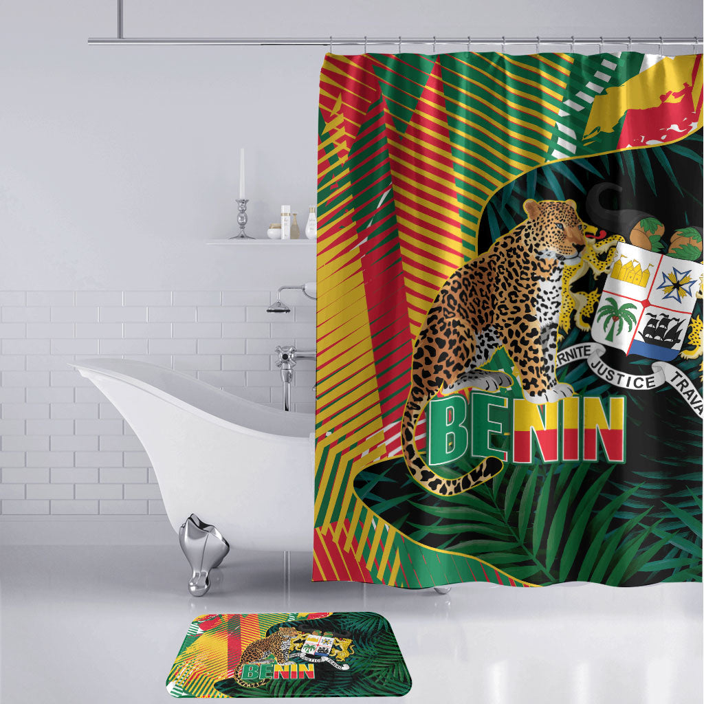 Benin Independence Day Bathroom Set Coat Of Arms Leopard Oil Palm Leaves