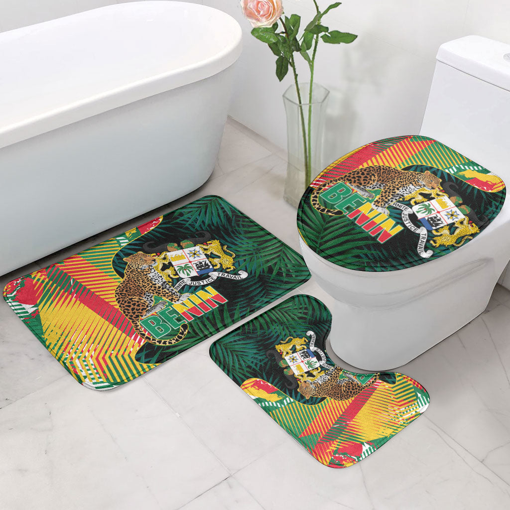 Benin Independence Day Bathroom Set Coat Of Arms Leopard Oil Palm Leaves