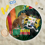 Benin Independence Day Beach Blanket Coat Of Arms Leopard Oil Palm Leaves